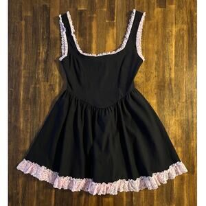 Dolls Kill Grave Girls Get Your Wau Mini Dress Sleeveless Lace Fit Flare Gothic